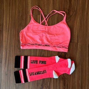 *SOLD* PINK Neon pink bralette and socks